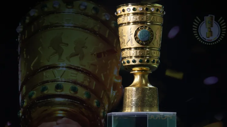 The DFB-Pokal trophy during the DFB Cup 2023/24 final match