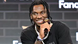 Malik Nabers speaks onstage at Fanatics Fest NYC 2025.