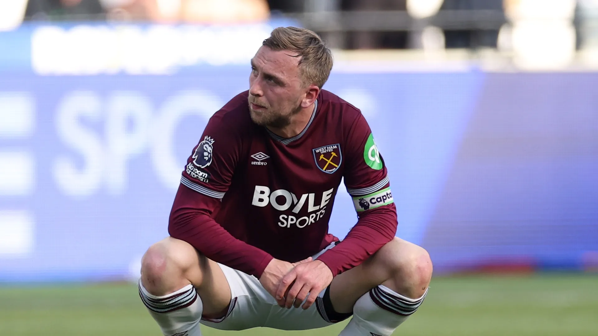 Jarrod Bowen in tears after relegation is confirmed for West Ham.