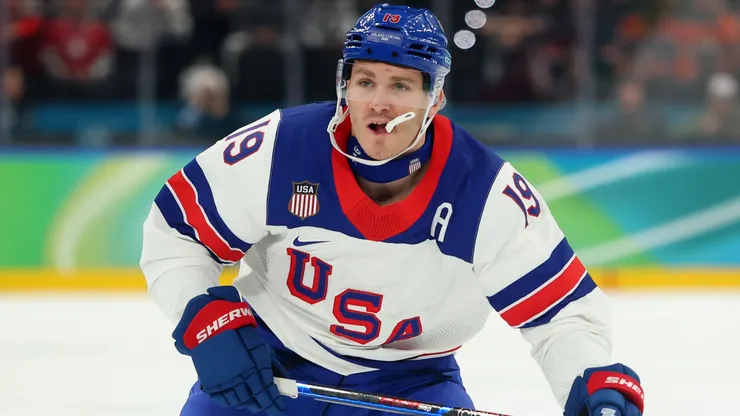 Matthew Tkachuk #19 of Team United States during the the Milano Cortina 2026 Winter Olympic games