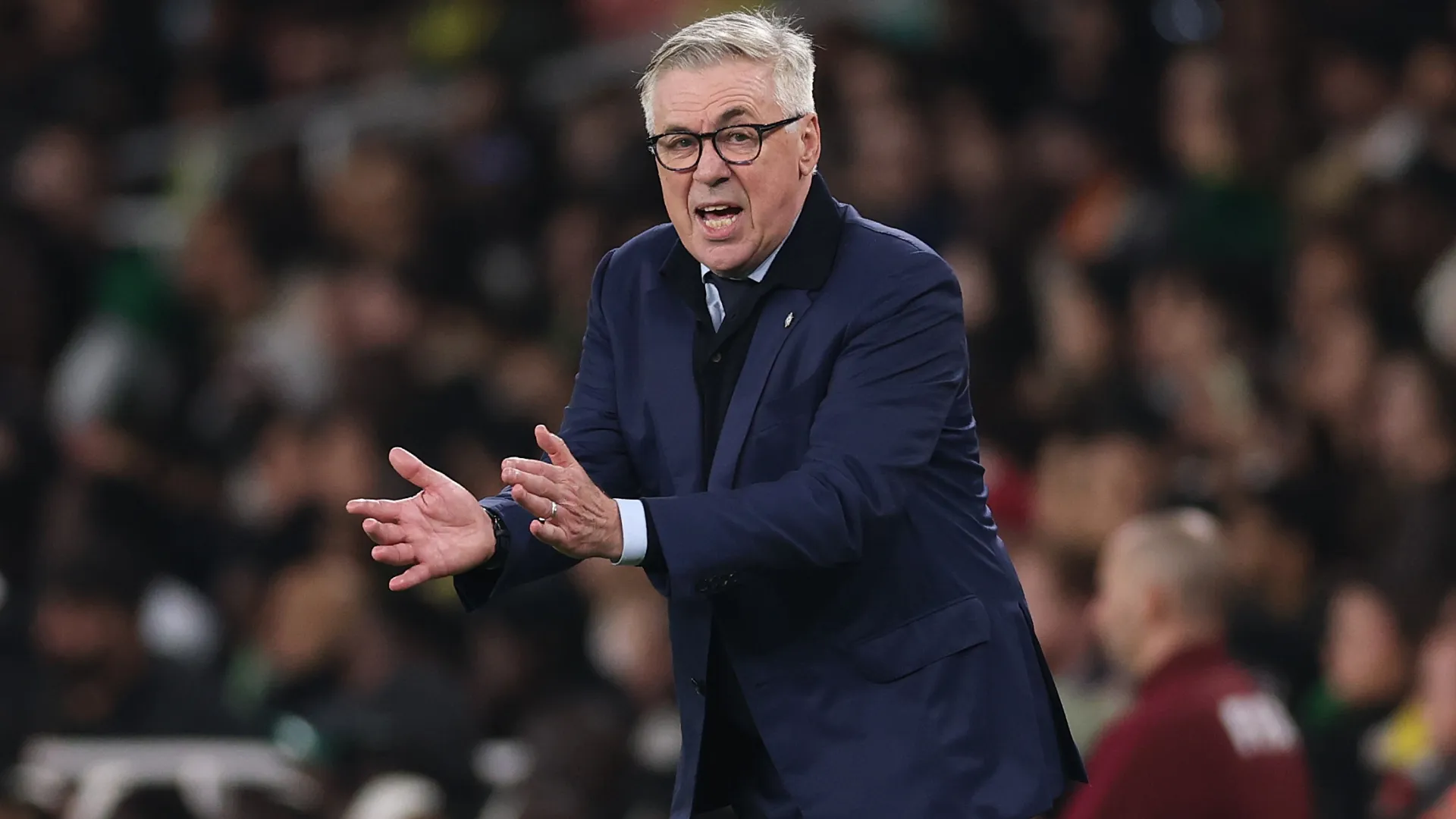 Carlo Ancelotti, Head Coach of Brazil, reacts during a International Friendly in 2025 (Source: Ryan Pierse/Getty Images)