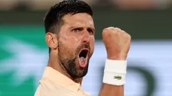 Novak Djokovic of Serbia celebrates.
