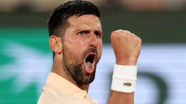 Novak Djokovic of Serbia celebrates.