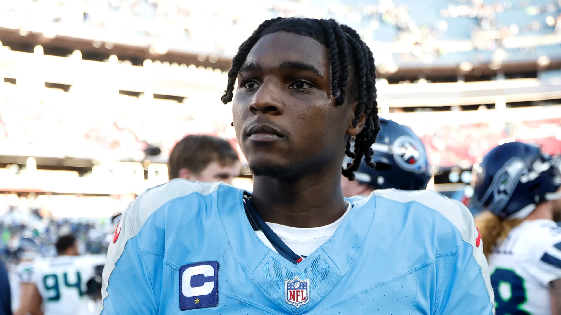 Cam Ward #1 of the Tennessee Titans