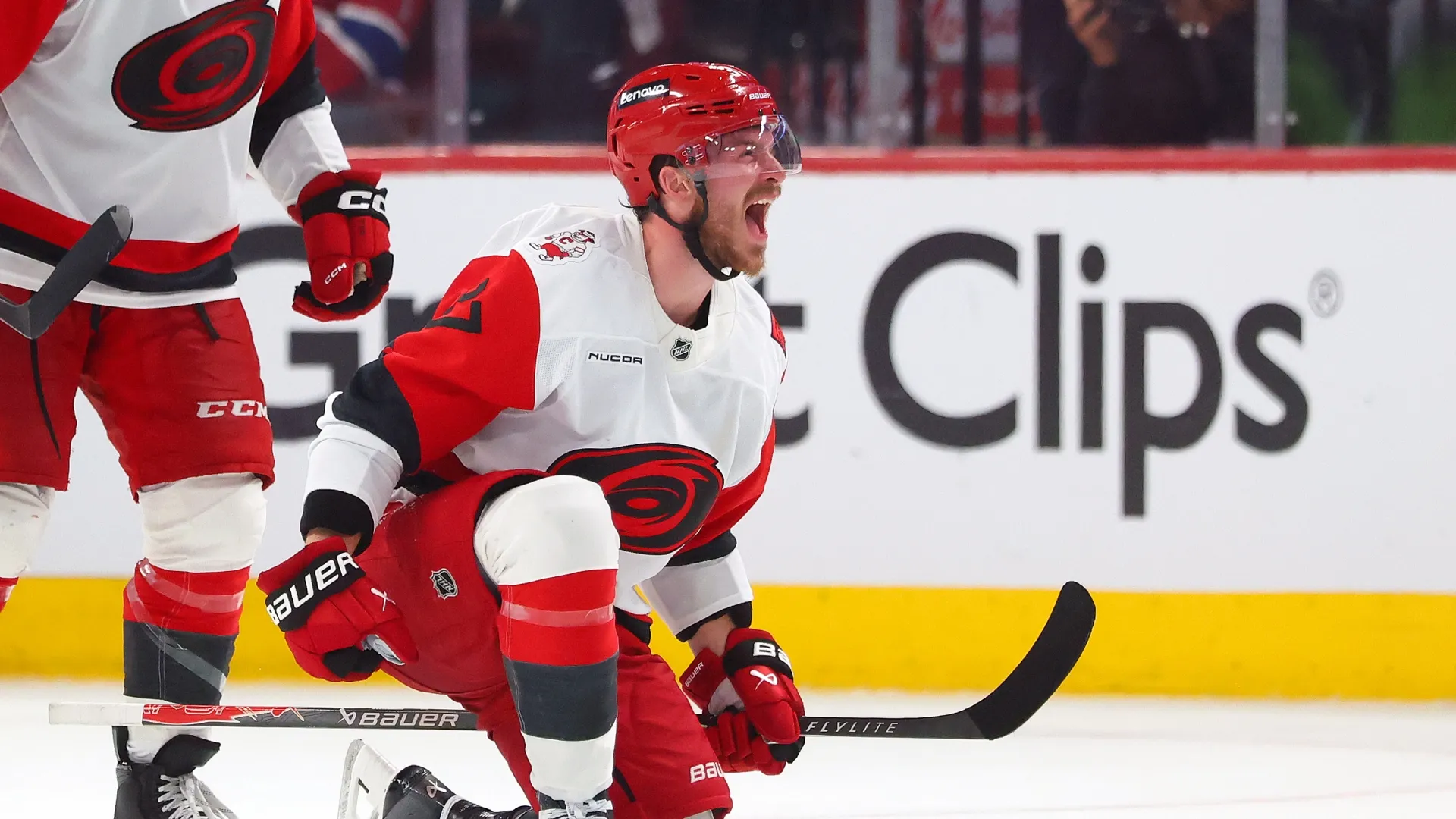 Andrei Svechnikov celebrates his game-winner.