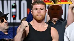 Canelo Alvarez during media availability.