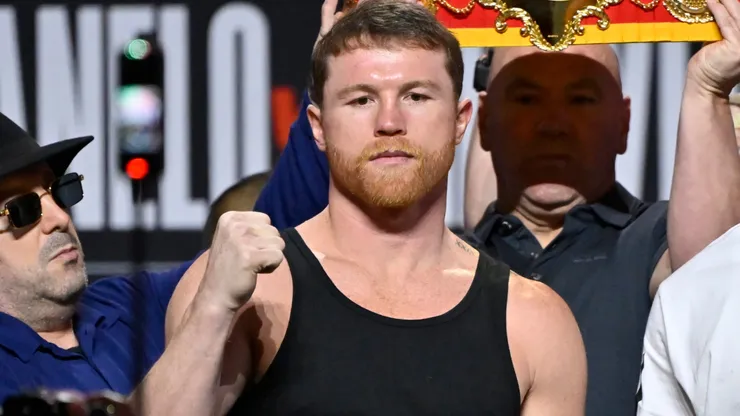 Canelo Alvarez during media availability.
