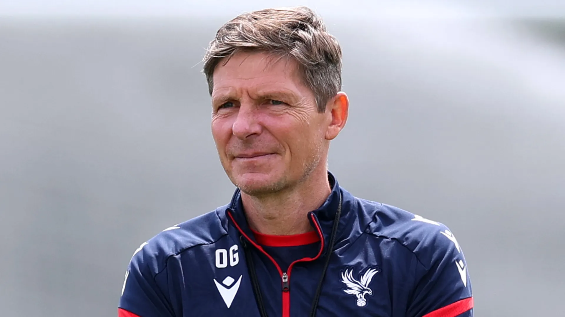 Manager of Crystal Palace Oliver Glasner looks on during a training session in 2026 (Source: Richard Pelham/Getty Images)