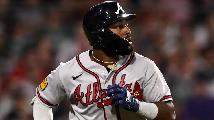 Michael Harris II #23 of the Braves hits a two-run home run.
