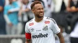 Neymar Junior of Santos reacts.