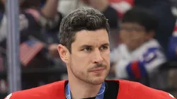 Sidney Crosby, alternate captain of Team Canada during 2026 IIHF Worlds.