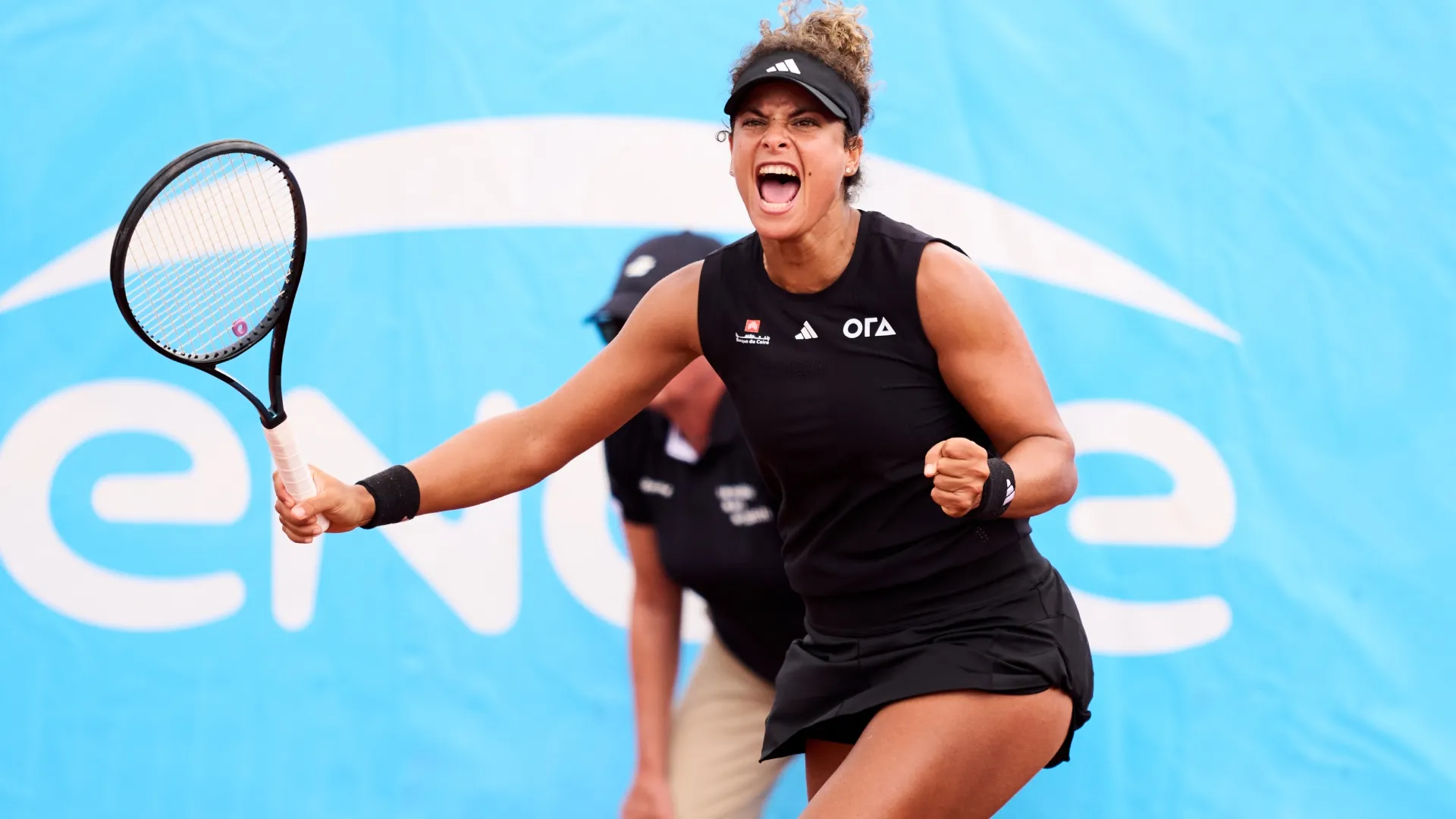 Mayar Sherif during the 2025 ITF World Tennis Tour W100 Biarritz (Source: Juan Manuel Serrano Arce/Getty Images for ITF)