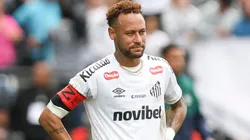 Neymar Junior of Santos looks on.