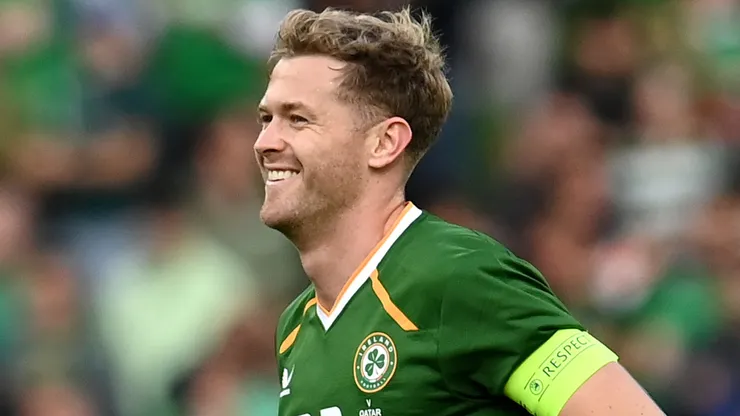 Nathan Collins of Republic of Ireland celebrates scoring his team's first goal.