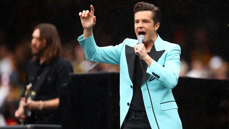 Brandon Flowers and the Killers perform during the 2017 AFL Grand Final match