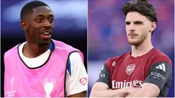 Ousmane Dembele (L) Declan Rice (R).