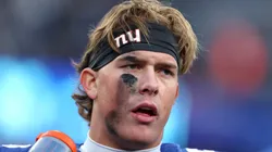 Jaxson Dart #6 of the New York Giants at MetLife Stadium.