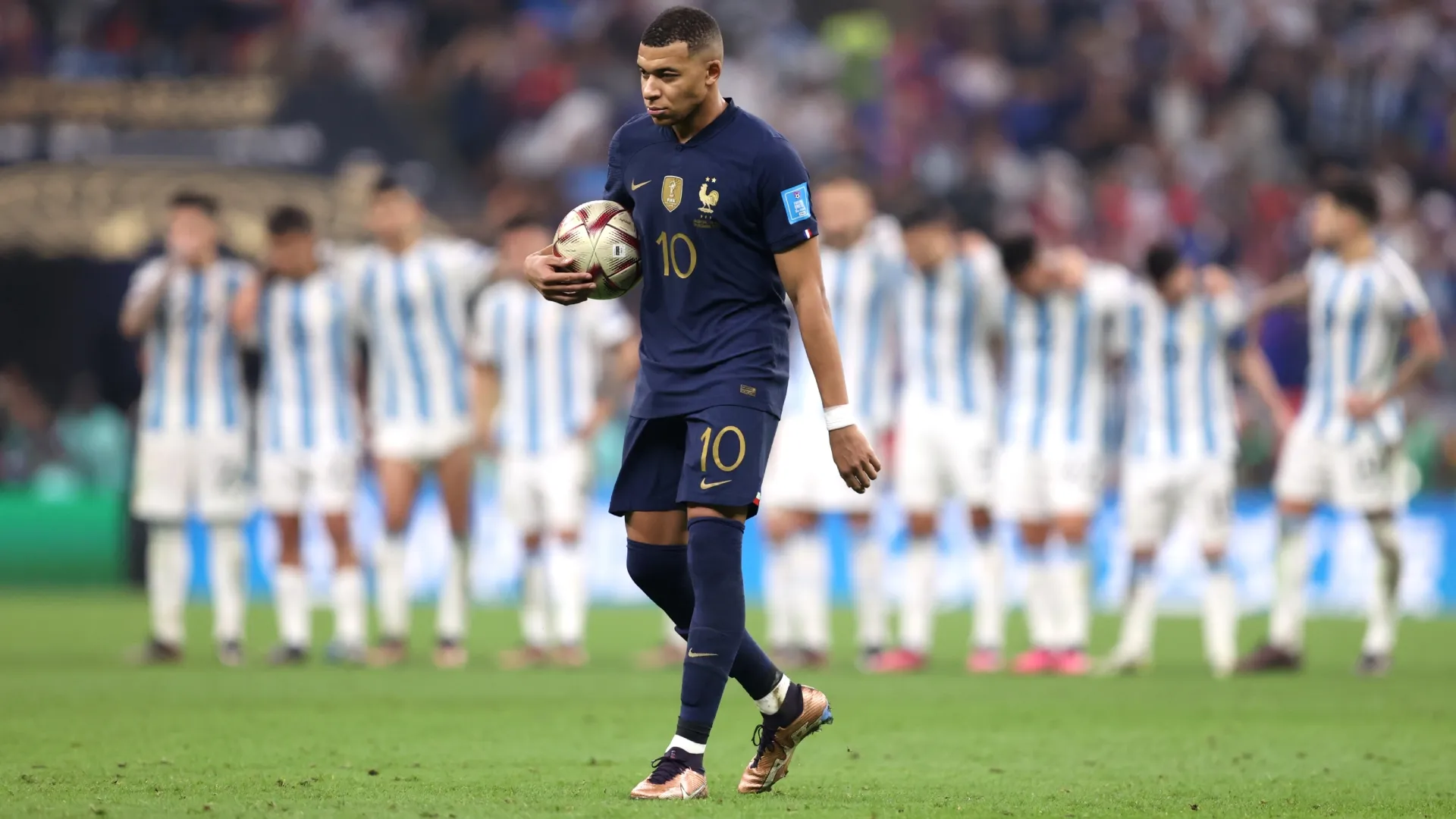 Kylian Mbappe of France during the FIFA World Cup Qatar 2022 Final match (Source: Julian Finney/Getty Images)