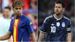 Lamine Yamal (L) Lionel Messi (R).