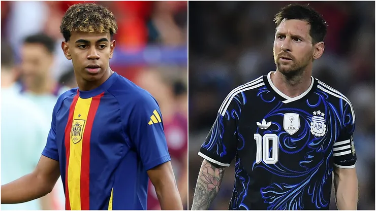 Lamine Yamal (L) Lionel Messi (R).