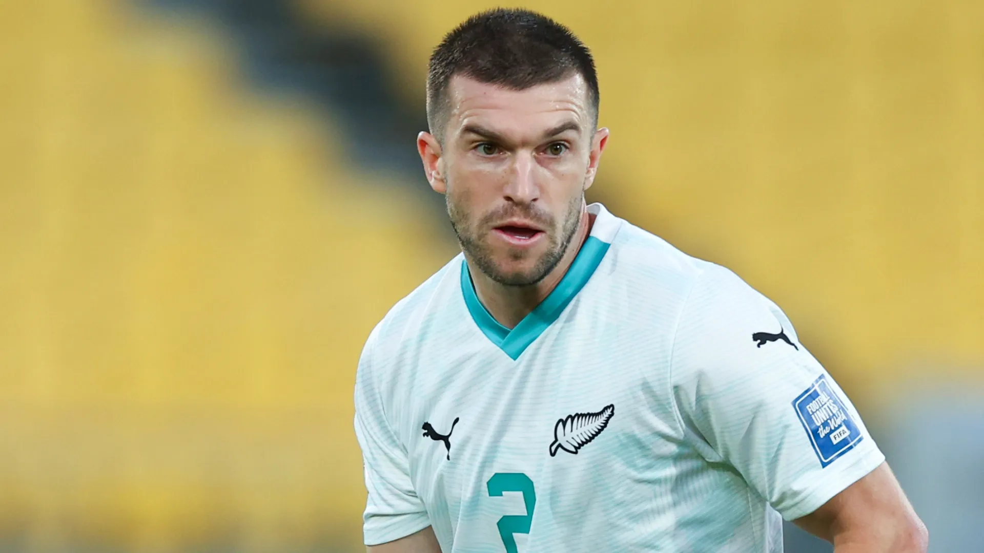 Tim Payne of New Zealand passes during the FIFA World Cup 2026 OFC Qualifier Semi Final (Source: Hagen Hopkins/Getty Images)