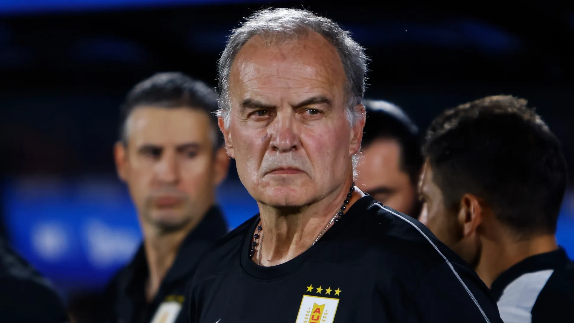 Marcelo Bielsa, Head Coach of Uruguay looks on prior to the South American Qualifier match in 2024 (Source: Ernesto Ryan/Getty Images)