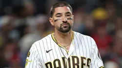 Nick Castellanos #21 of the San Diego Padres looks on.