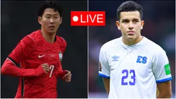Heung Min-Son of South Korea and Styven Vasquez of El Salvador.