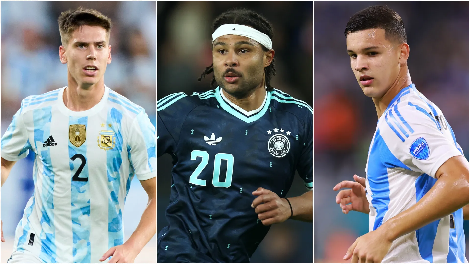 Juan Foyth, Serge Gnarby and Valentin Carboni (Source: Juan Manuel Serrano Arce/Alexander Hassenstein/Hector Vivas — Getty Images)