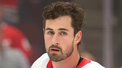 Dylan Larkin #71 of the Detroit Red Wings at the United Center.