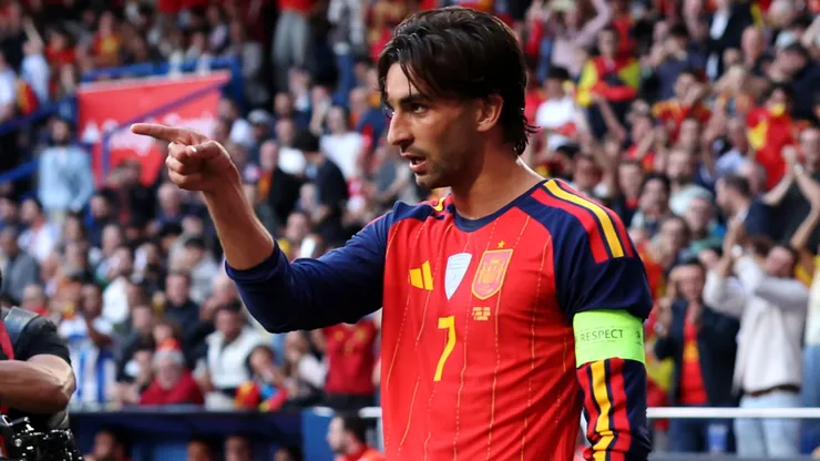 Ferran Torres of Spain celebrates scoring his teams first goal of the game.