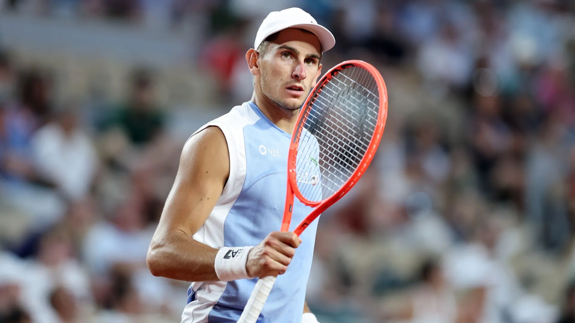 Matteo Arnaldi during their Men’s Fourth Round match on Day Nine of the 2026 French Open (Source: Dan Istitene/Getty Images)