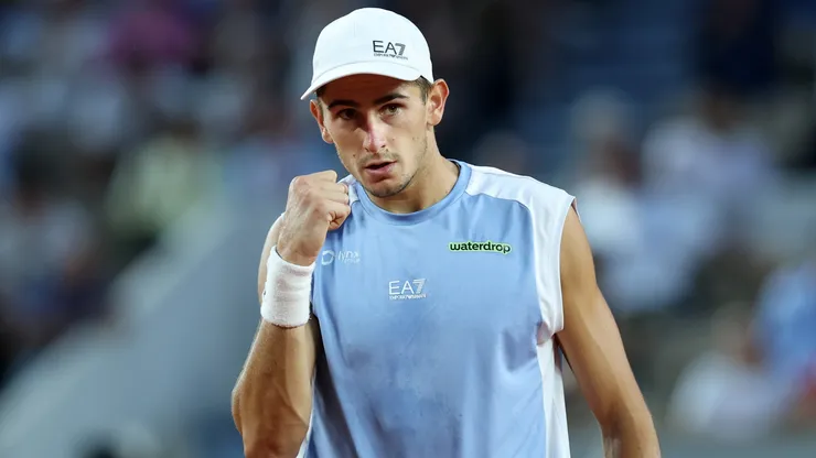 Matteo Arnaldi celebrates a point during their Men's Fourth Round match on Day Nine of the 2026 French Open