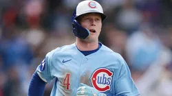 Pete Crow-Armstrong #4 of the Cubs celebrates a two-run home run.