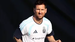 Lionel Messi #10 participates during a team Argentina training session.