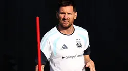 Lionel Messi #10 participates during a team Argentina training session.