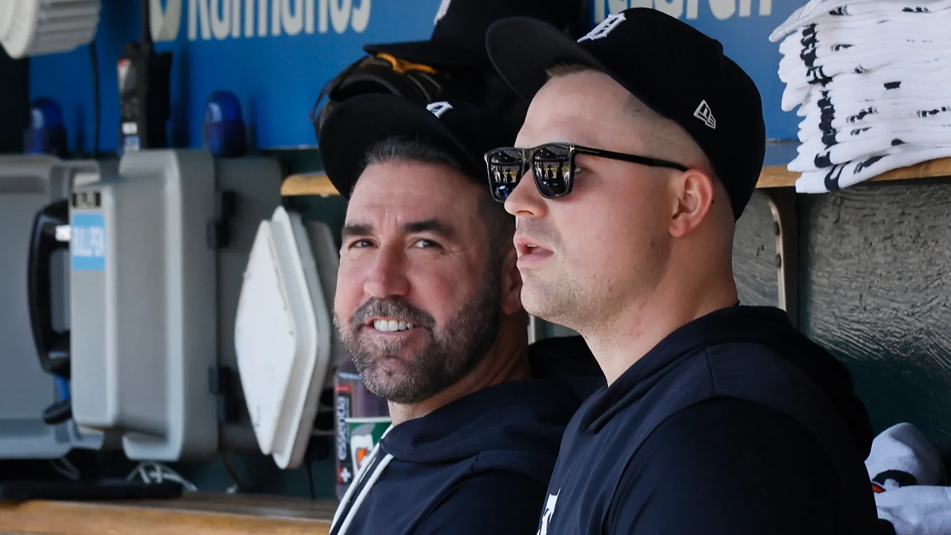 PitJustin Verlander #35 of the Tigers and Tarik Skubal #29, who are both on the injured list, watch from the dugout. Duane Burleson/Getty Images)