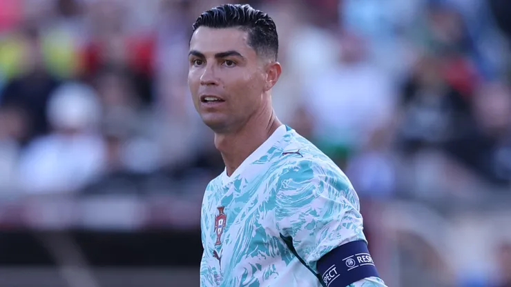 Cristiano Ronaldo #7 of Portugal looks on during the international friendly match.