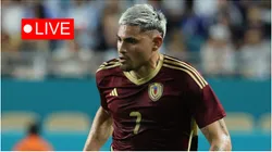 Gleiker Mendoza of Venezuela controls the ball.