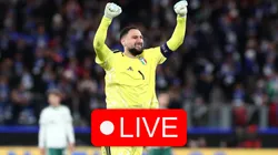 Gianluigi Donnarumma of Italy celebrates his team-mates goal.