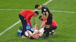 Andrej Kramaric of Croatia receives medical attention during the FIFA World Cup Qatar 2022.