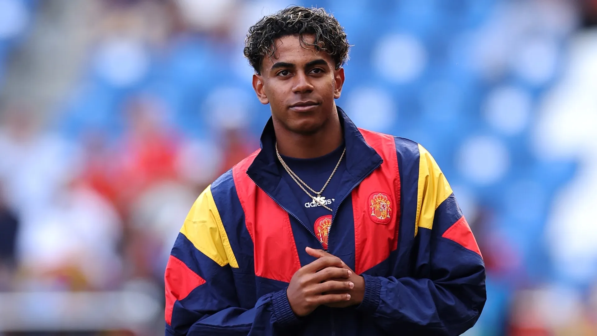 Lamine Yamal of Spain looks on prior to the international friendly match (Source: Florencia Tan Jun/Getty Images)