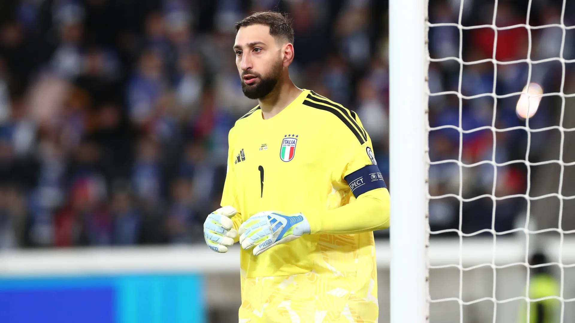 Gianluigi Donnarumma of Italy looks on during the FIFA World Cup 2026 European Qualifiers KO play-offs match. Marco Luzzani/Getty Images