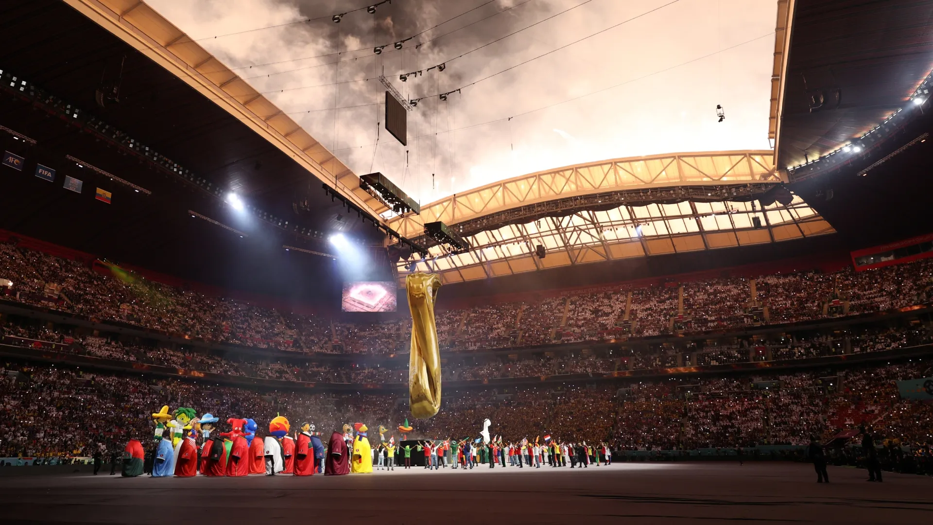 Fireworks explode during the opening ceremony prior to the FIFA World Cup Qatar 2022 Group A match (Source: Michael Steele/Getty Images)