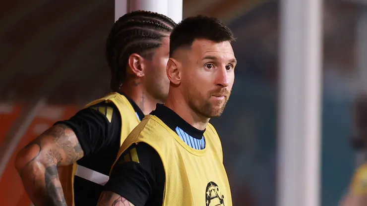 Lionel Messi on the bench during an Argentina game.