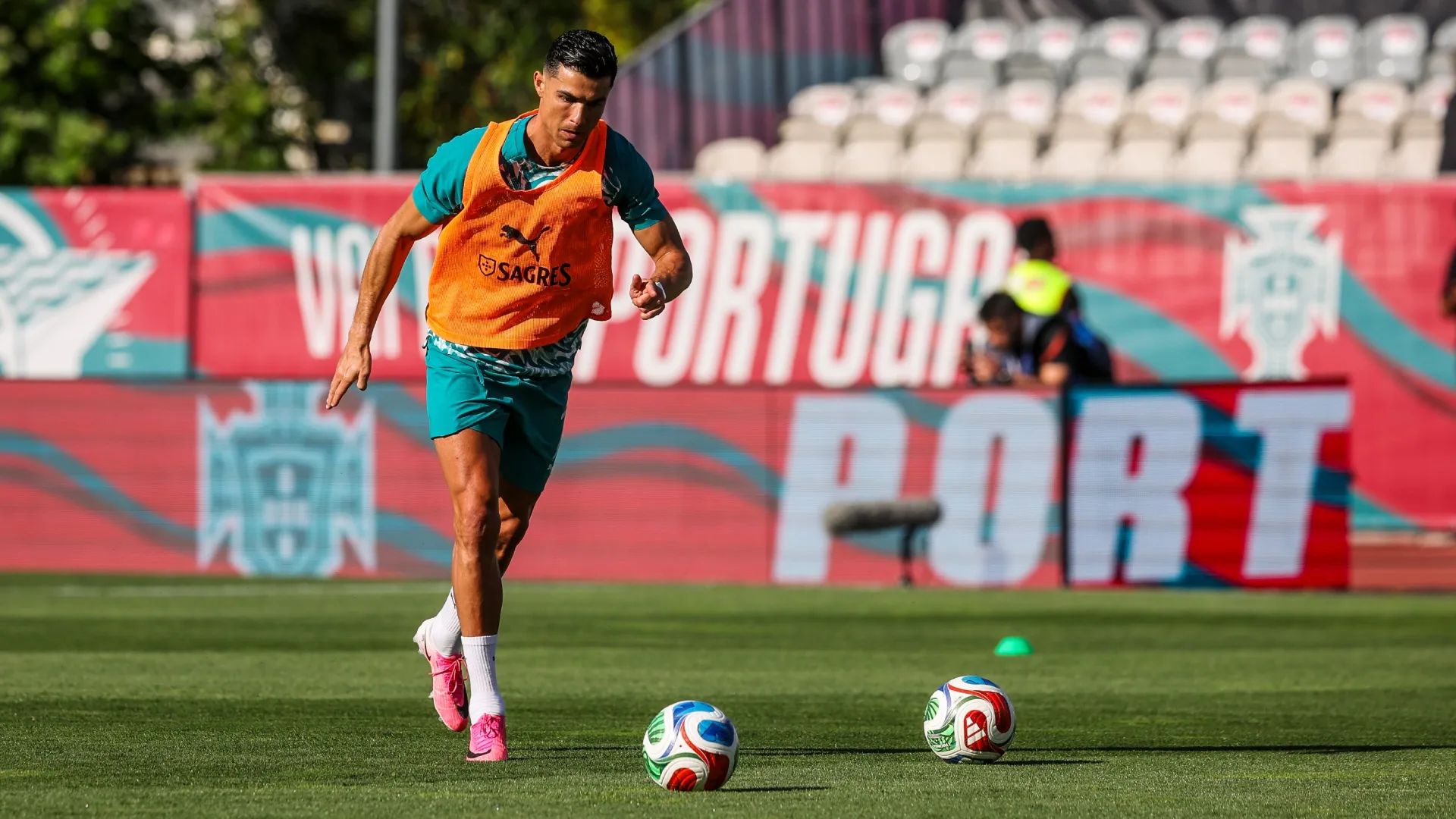 Cristiano Ronaldo of Portugal during the warmup during the international friendly match. Carlos Rodrigues/Getty Images