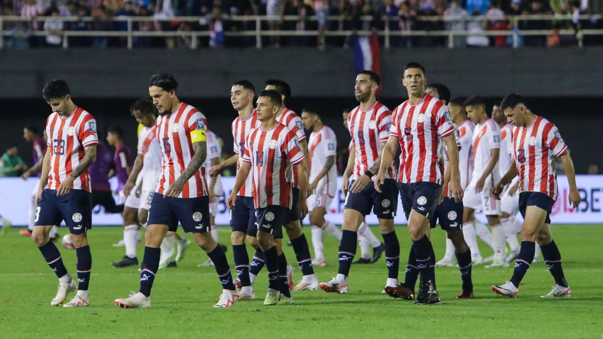 Players of Paraguay leave the field at halftime during a FIFA World Cup 2026 Qualifier match (Source: Christian Alvarenga/Getty Images)
