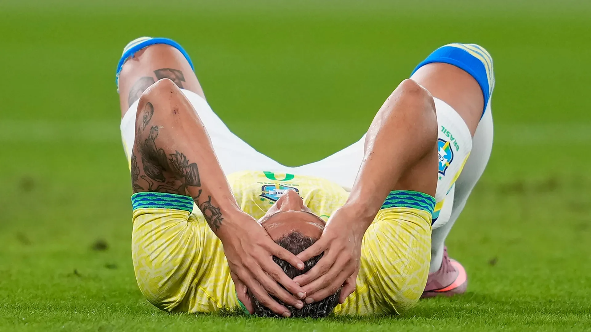 Richarlison of Brazil shows dejection during the international friendly match. Toru Hanai/Getty Images