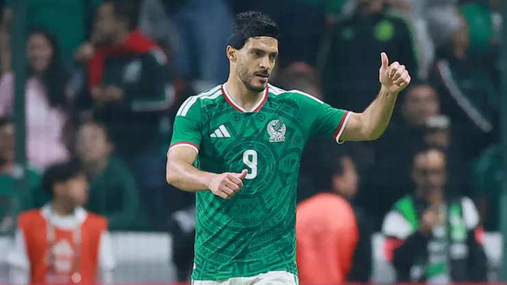 Raúl Jiménez of Mexico celebrates.