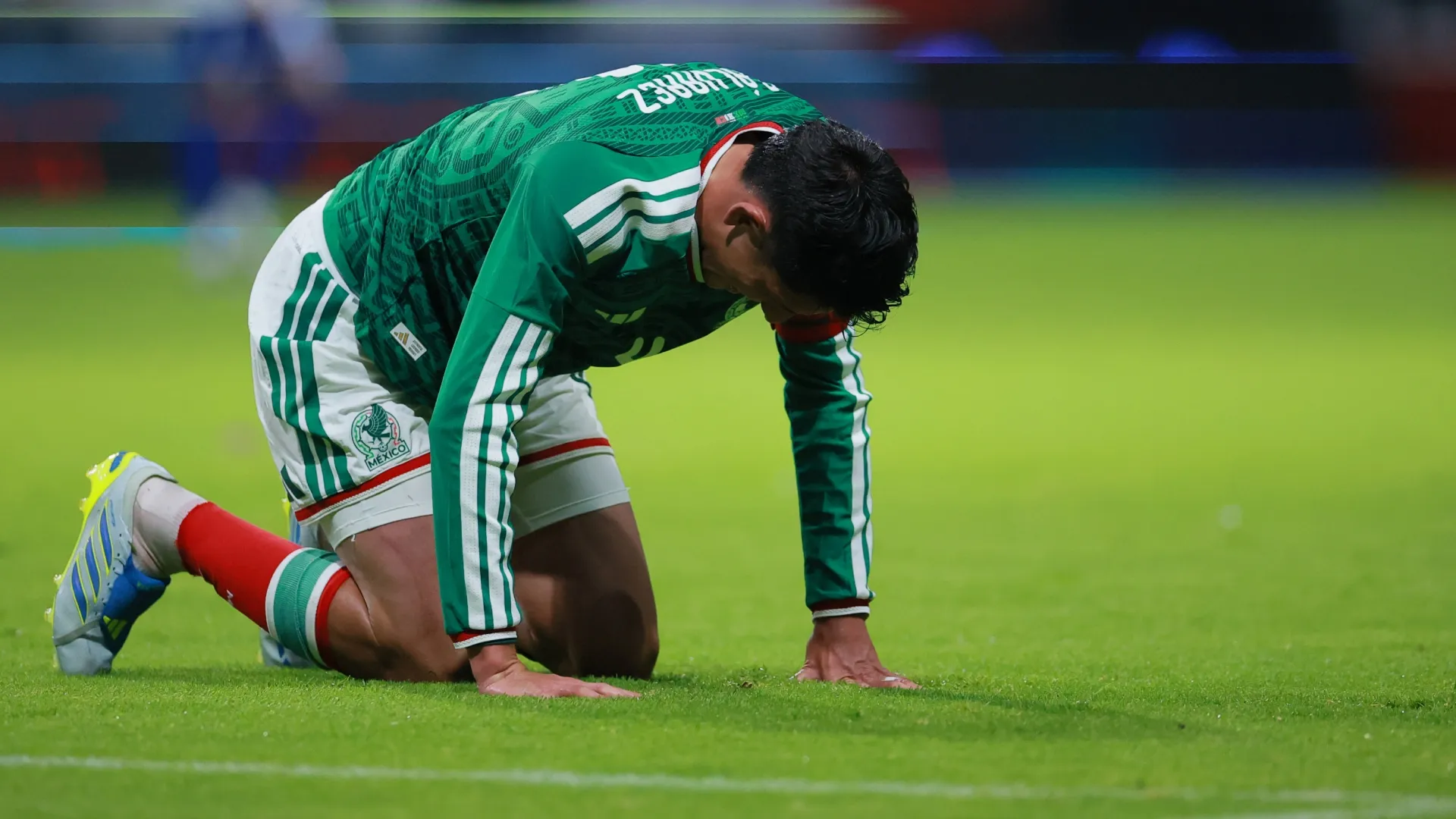 Edson Álvarez of Mexico reacts during the international friendly match. Manuel Velasquez/Getty Images